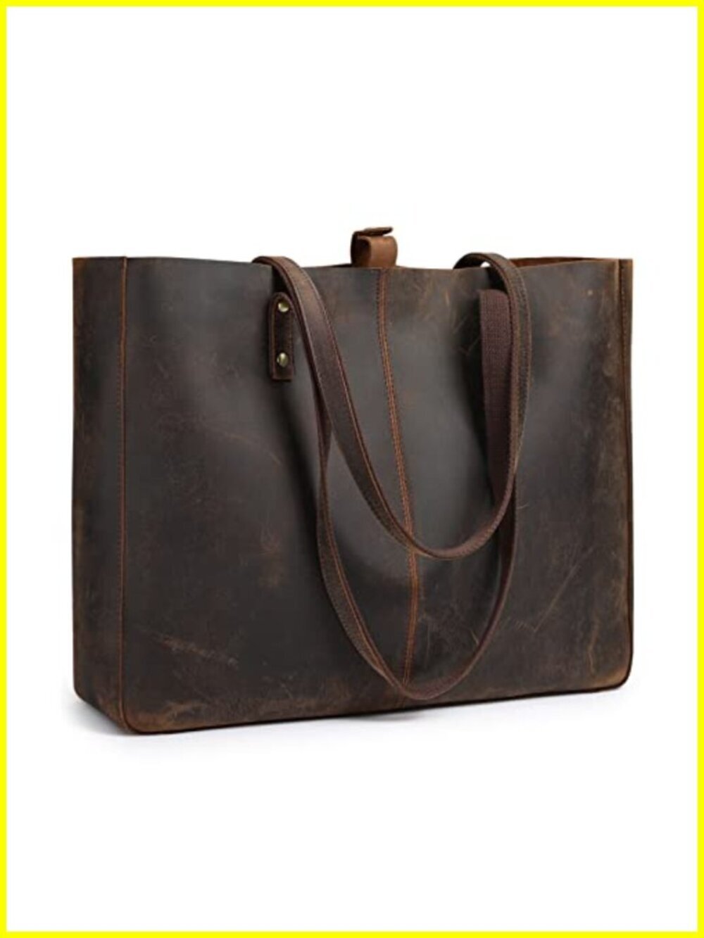 Genuine Leather Tote Bag for Women Large Handbag Work Purse w/ Pouch